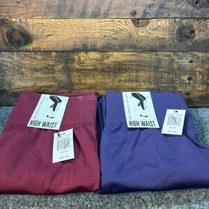 NWT 2 Runway Ready Leggings High Waist Fleece Size 2X/3X Purple Red Stretch